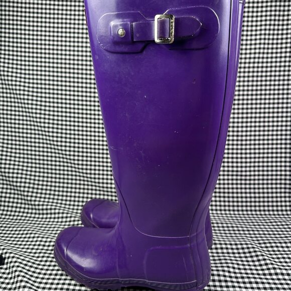 Hunter Women's Eggplant Purple Waterproof Wellies Wellie Rain Boots Size 9 - Picture 4 of 7